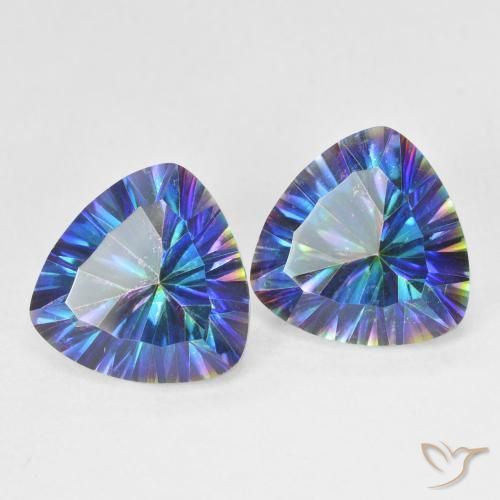 Pedras preciosas de Quartzo Místico Multicolor azul natural de 5.94 ct, Trilhão, VS