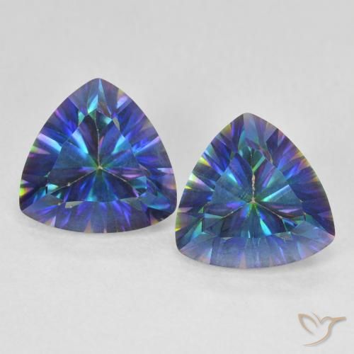 Pedras preciosas de quartzo místico multicolorido natural de 4,63 ct, trillion, VS