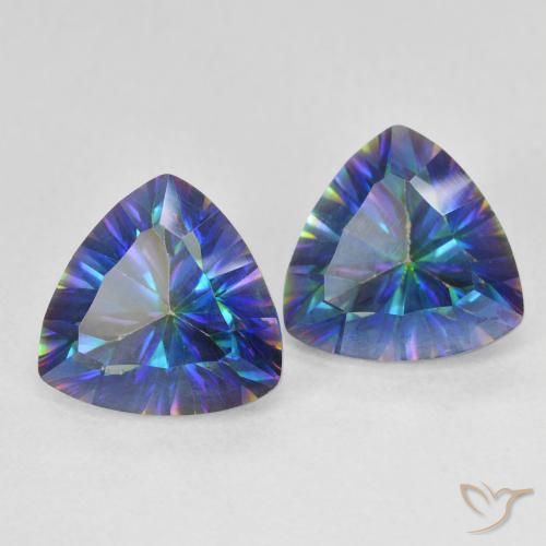 Pedras preciosas de quartzo místico multicolorido natural de 4,63 ct, trillion, VS