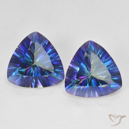 Pedras preciosas de quartzo místico multicolorido natural de 6,11 ct, trillion, VS