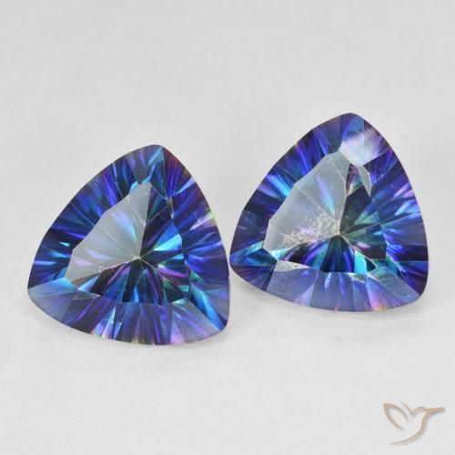 Pedras preciosas de quartzo místico multicolorido natural de 6,11 ct, trillion, VS