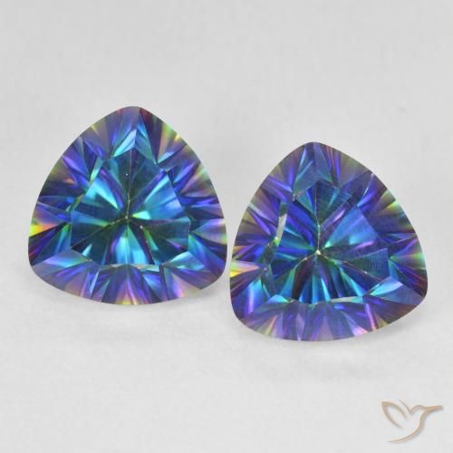 5.24ctw Natural Multicolor azul Quartzo Místico, Trilhão, VS
