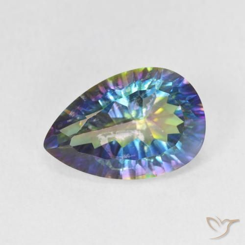 3.17ct Natural Multicolor azul Quartzo Místico, Formato de pêra, VS