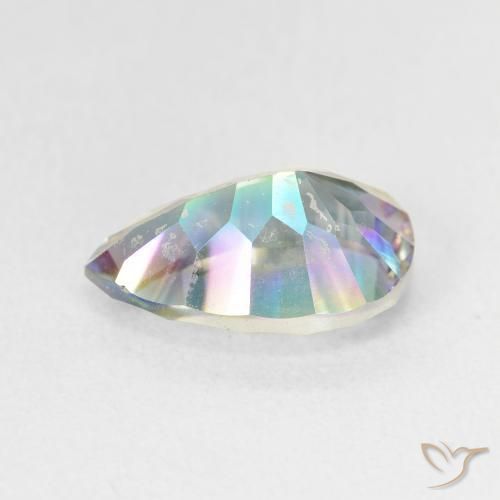 Quartzo Místico Multicolor azul Natural 3.17ct, Formato de pêra, VS