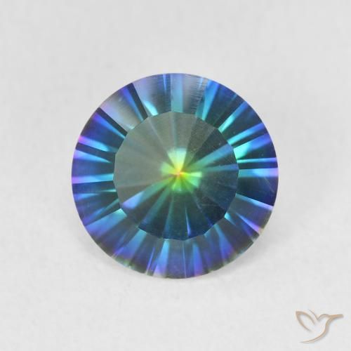1.58ct Natural Multicolor azul Quartzo Místico, Redondo, VVS