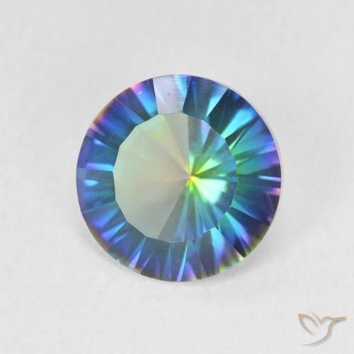 Quartzo Místico Multicolor azul Natural 1.58ct, Redondo, VVS