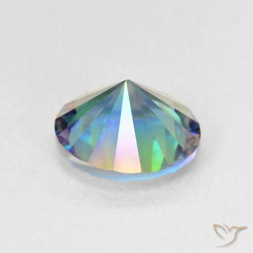 Quartzo Místico Multicolor azul Natural 1.58ct, Redondo, VVS
