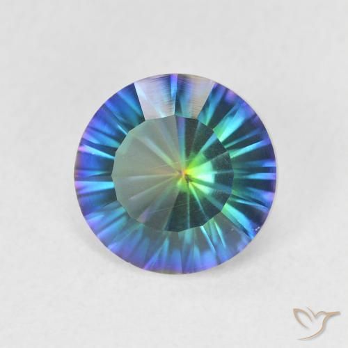 Quartzo místico multicolorido natural 1,59ct, corte redondo, VS