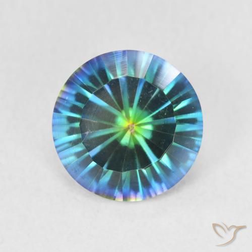 1.72ct Natural Multicolor azul Quartzo Místico, Redondo, VS