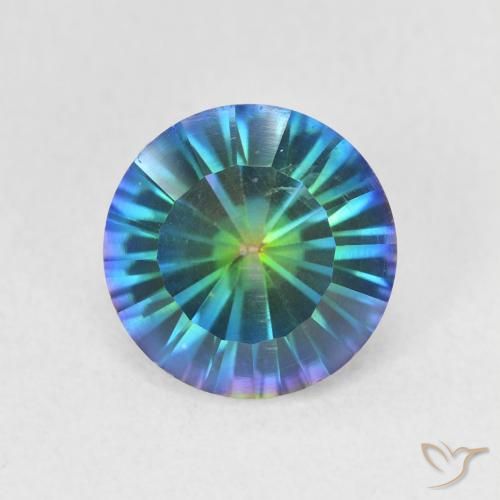 Quartzo místico multicolorido natural 1,42ct, corte redondo, VS