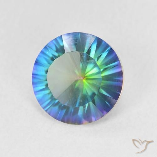 Quartzo místico multicolorido natural 1,42ct, corte redondo, VS
