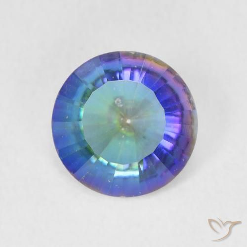 1.76ct Natural Multicolor azul Quartzo Místico, Redondo, VS