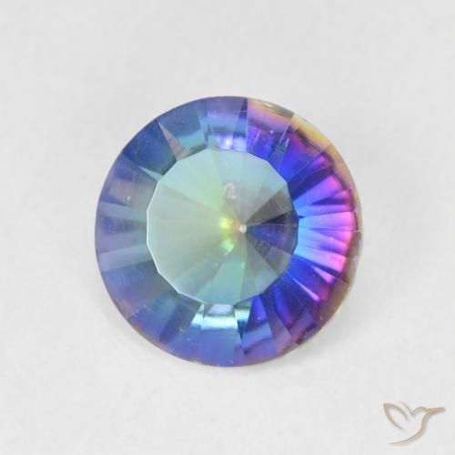 Quartzo Místico Multicolor azul Natural 1.76ct, Redondo, VS
