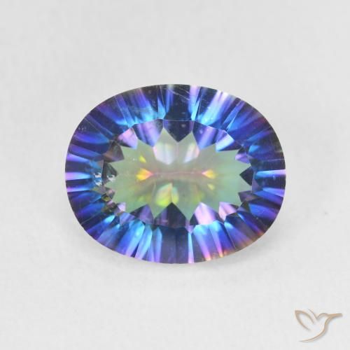 Quartzo místico multicolorido natural 3,26ct, corte oval, VS