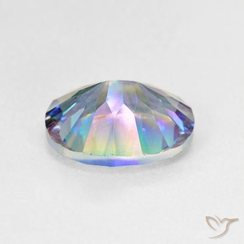 Quartzo místico multicolorido natural 3,26ct, corte oval, VS