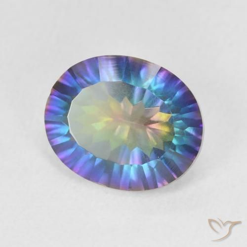 Quartzo Místico Multicolor azul Natural 3.21ct, oval, VS