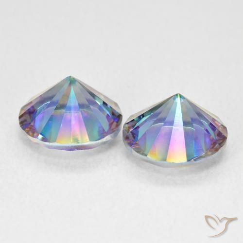 Pedras preciosas de Quartzo Místico Multicolor azul natural de 3.24 ct, Redondo, VVS-VS