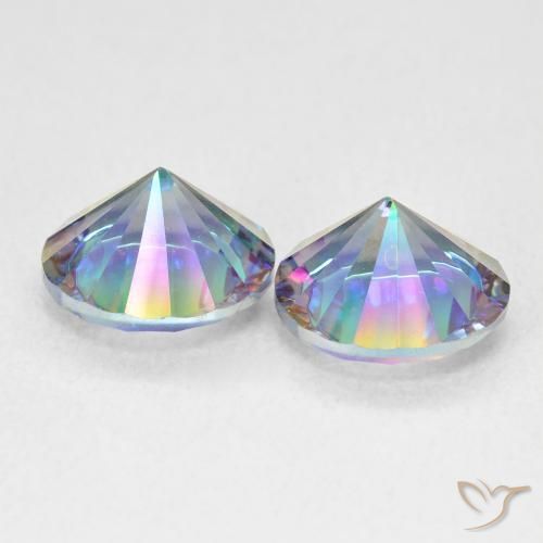 Pedras preciosas de Quartzo Místico Multicolor azul natural de 3.26 ct, Redondo, VVS-VS