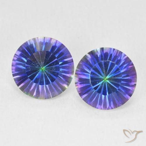 3.46ctw Natural Multicolor azul Quartzo Místico, Redondo, VVS-VS