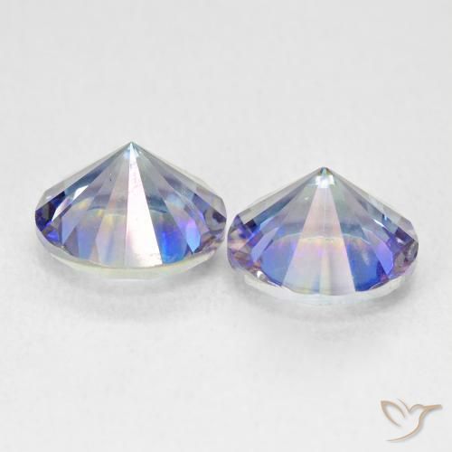 Pedras preciosas de Quartzo Místico Multicolor azul natural de 3.46 ct, Redondo, VVS-VS