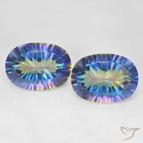 Pedras preciosas de quartzo místico multicolorido natural de 25,03 ct, corte oval, VS