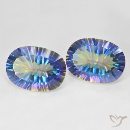 Pedras preciosas de quartzo místico multicolorido natural de 25,03 ct, corte oval, VS