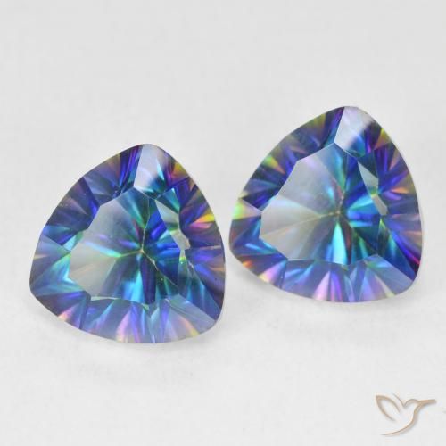 Pedras preciosas de Quartzo Místico Multicolor azul natural de 5.35 ct, Trilhão, VVS-VS