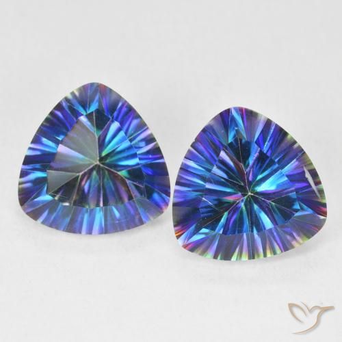 6.06ctw Natural Multicolor azul Quartzo Místico, Trilhão, VVS-VS