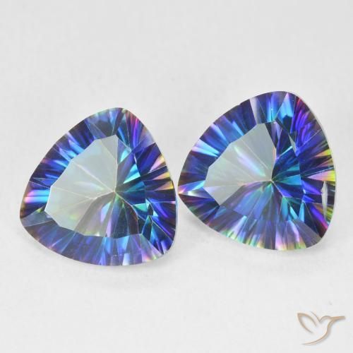 Pedras preciosas de Quartzo Místico Multicolor azul natural de 6.06 ct, Trilhão, VVS-VS