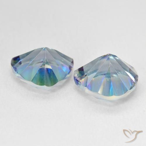 Pedras preciosas de Quartzo Místico Multicolor azul natural de 6.06 ct, Trilhão, VVS-VS