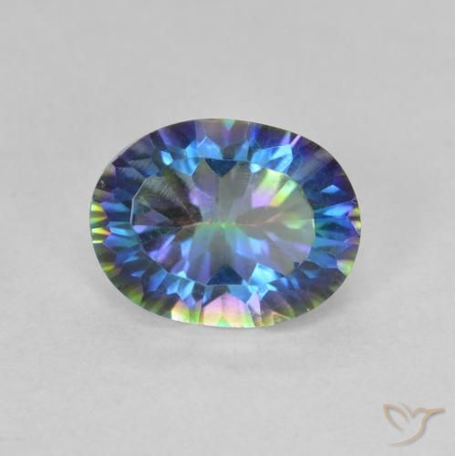 Quartzo Místico Multicolorido Natural 1.84ct, Corte Oval, VVS-VS