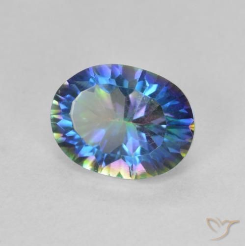 Quartzo Místico Multicolorido Natural 1.84ct, Corte Oval, VVS-VS