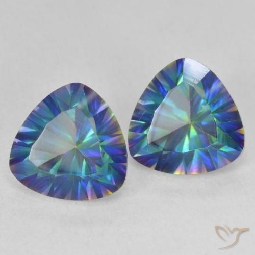 Pedras preciosas de Quartzo Místico Multicolor azul natural de 3.74 ct, Trilhão, VVS-VS