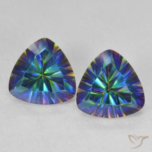 2.28ctw Natural Multicolor azul Quartzo Místico, Trilhão, VVS-VS