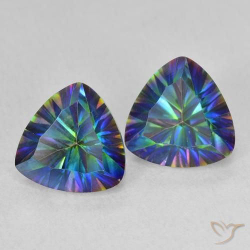 Pedras preciosas de Quartzo Místico Multicolor azul natural de 2.28 ct, Trilhão, VVS-VS