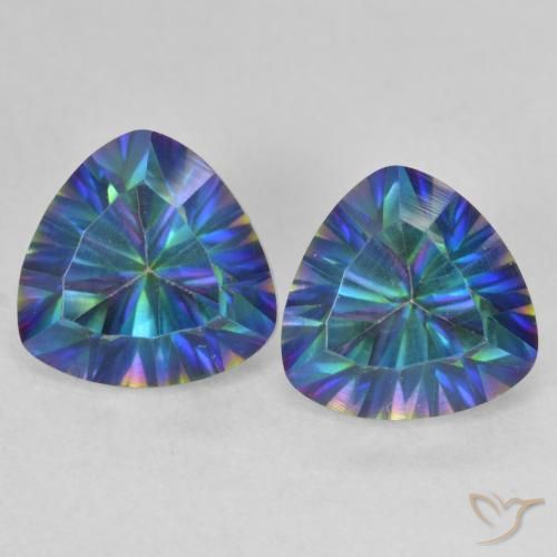 3.89ctw Natural Multicolorido Quartzo Místico, Trilhão, VVS-VS