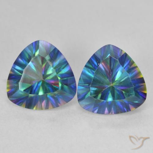 3.60ctw Natural Multicolorido Quartzo Místico, Trilhão, VVS-VS