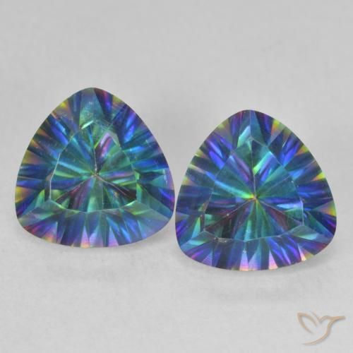 Pedras preciosas de quartzo místico multicolorido natural de 3,64 ct, trillion, VVS-VS