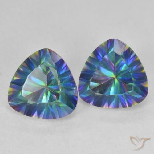 Pedras preciosas de quartzo místico multicolorido natural de 3,64 ct, trillion, VVS-VS
