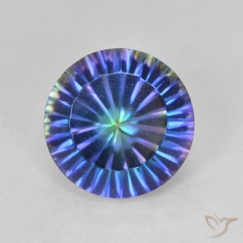 3.19ct Natural Multicolorido Quartzo Místico, Redondo, VVS-VS