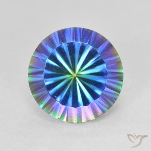 Quartzo místico multicolorido natural 3,76ct, corte redondo, VVS-VS