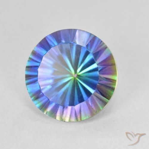 Quartzo místico multicolorido natural 3,76ct, corte redondo, VVS-VS
