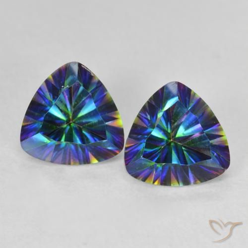 2.28ctw Natural Multicolorido Quartzo Místico, Trilhão, VVS-VS