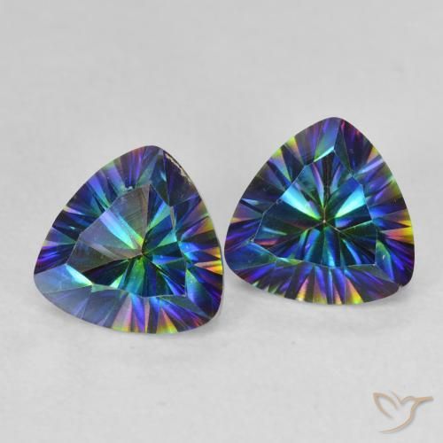 Pedras preciosas de Quartzo Místico Multicolorido natural de 2.28 ct, Trilhão, VVS-VS