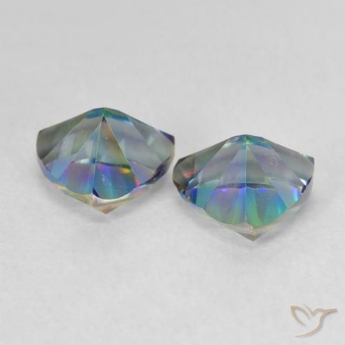 Pedras preciosas de quartzo místico multicolorido natural de 1,38 ct, trillion, VVS-VS