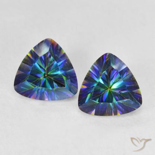 1.46ctw Natural Multicolorido Quartzo Místico, Trilhão, VVS-VS