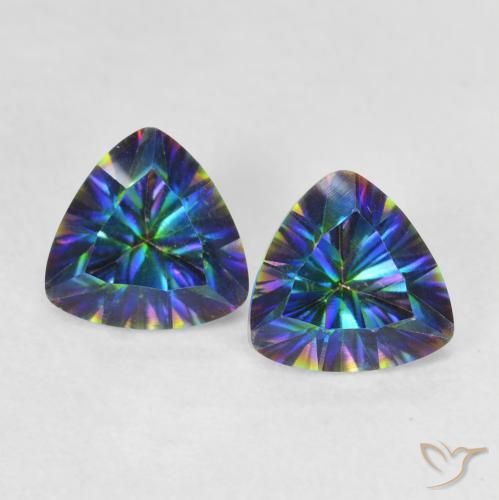 1.41ctw Natural Multicolorido Quartzo Místico, Trilhão, VVS-VS