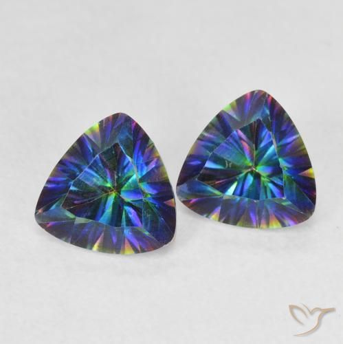 Pedras preciosas de Quartzo Místico Multicolorido natural de 1.41 ct, Trilhão, VVS-VS