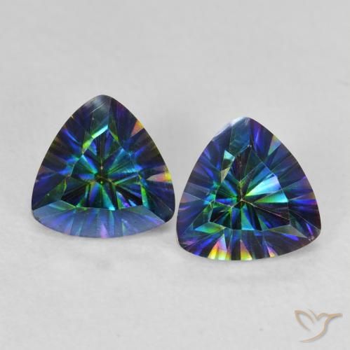 1.42ctw Natural Multicolorido Quartzo Místico, Trilhão, VVS-VS