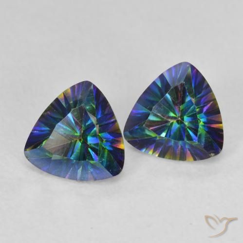 Pedras preciosas de Quartzo Místico Multicolorido natural de 1.42 ct, Trilhão, VVS-VS